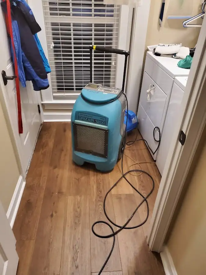 Commercial dehumidifier deployed for Flood Damage Cleanup in Marlene Village